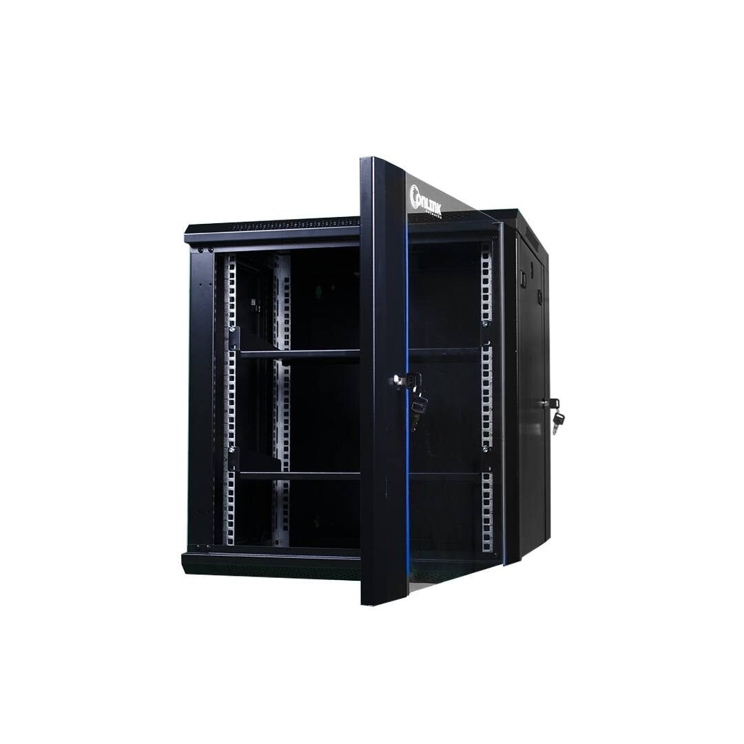 Rack pared abatible puerta de vidrio 12U